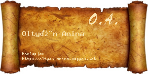 Oltyán Anina névjegykártya